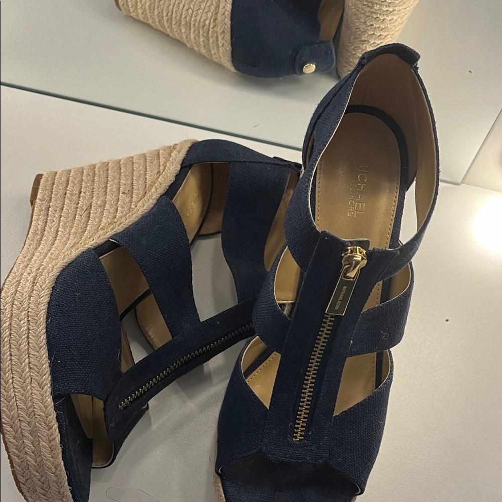 Michael Kors Dark Blue Wedge Sandals